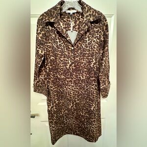 NWT Preston & York Leopard Print Shirt Dress Size 8 Collared Animal Print